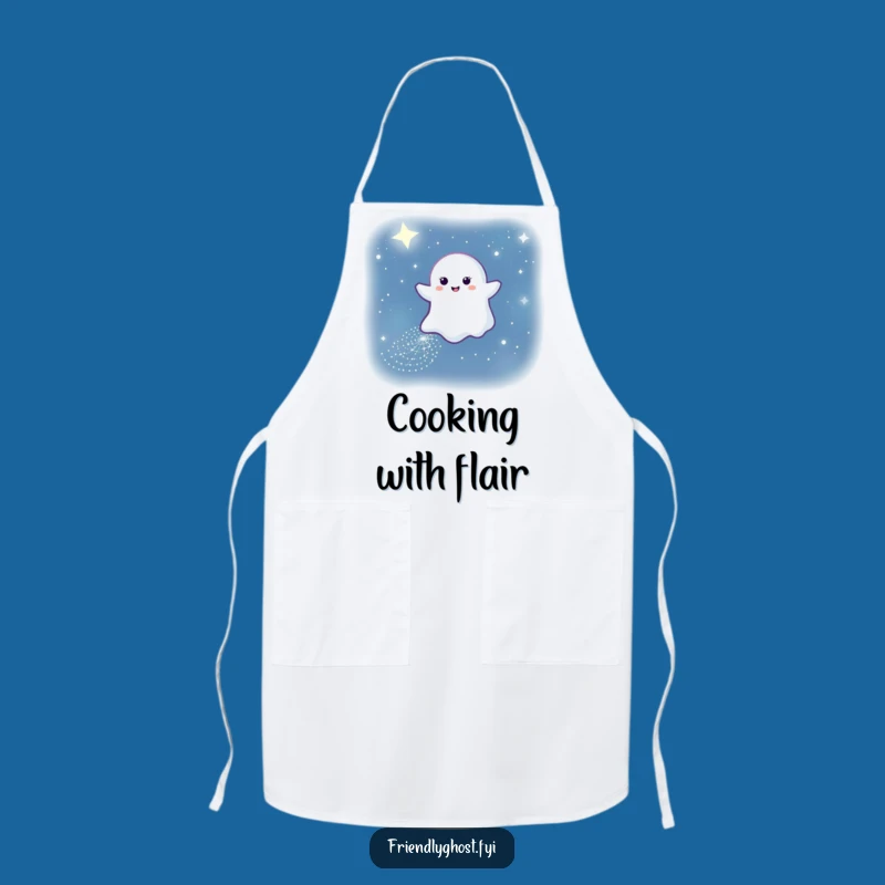 Funny Sparkling Ghost Path Apron: Cook Under a Magical Sky