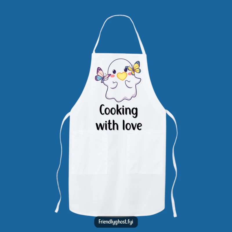 Funny Friendly Ghost Heart Apron: Kind Character Kitchenware for Generosity