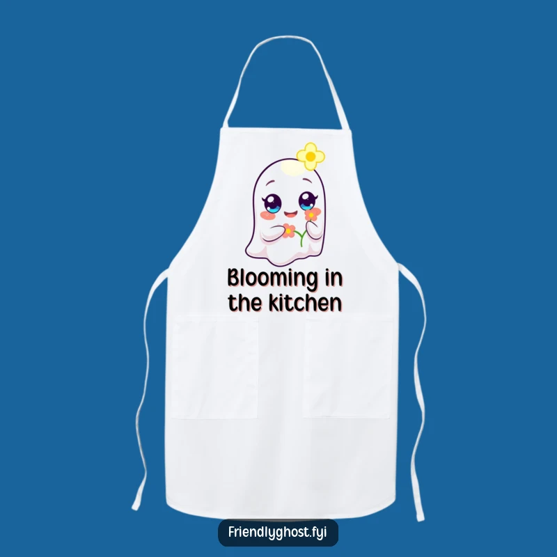 Funny Ghost Flower Bearer Apron: Kitchen Kindness, Hilarious Companion for Gentle Cooks