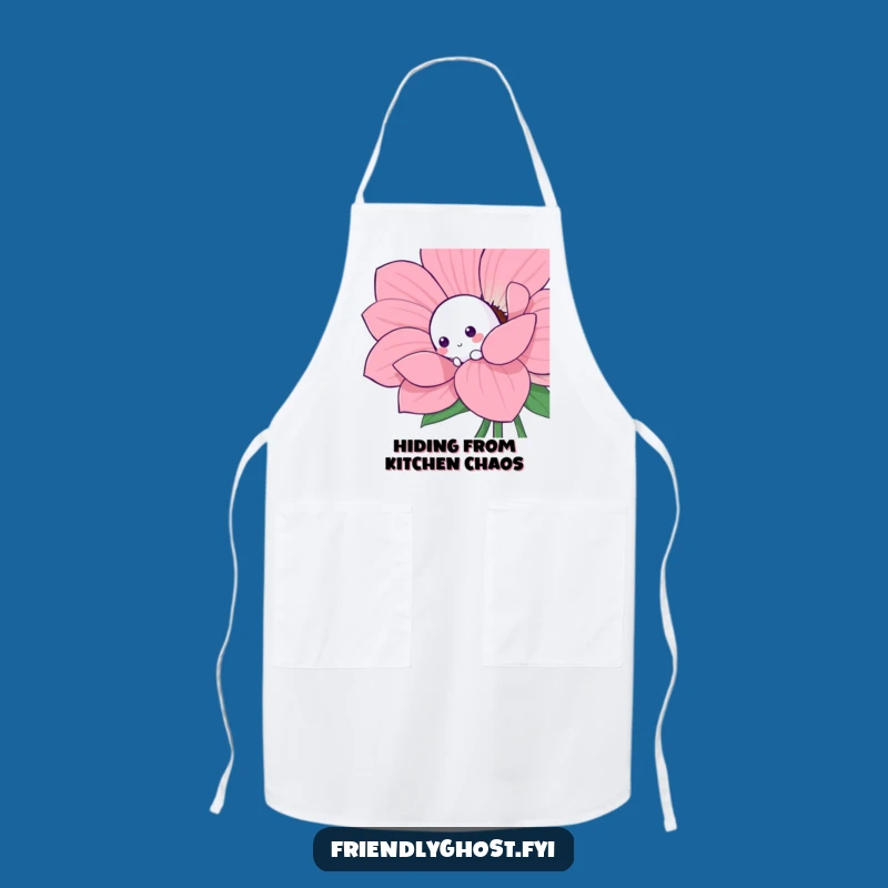 Funny Shy Ghost Flower Apron: Playful Character Kitchenware for Giggles