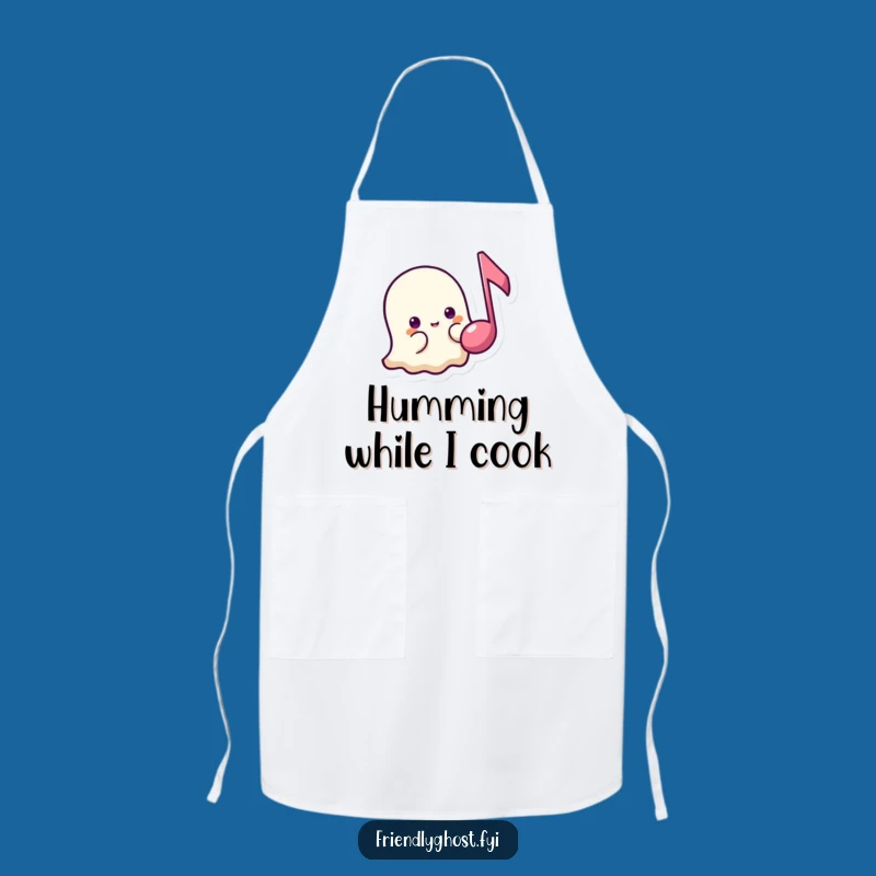 Funny Shy Ghost Music Apron: Peeking Kitchen Charm, Gentle Chef Gift