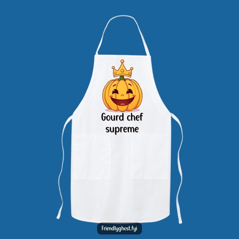 Funny Pumpkin Crown Apron: Cook Up Halloween Fun with Royal Flair