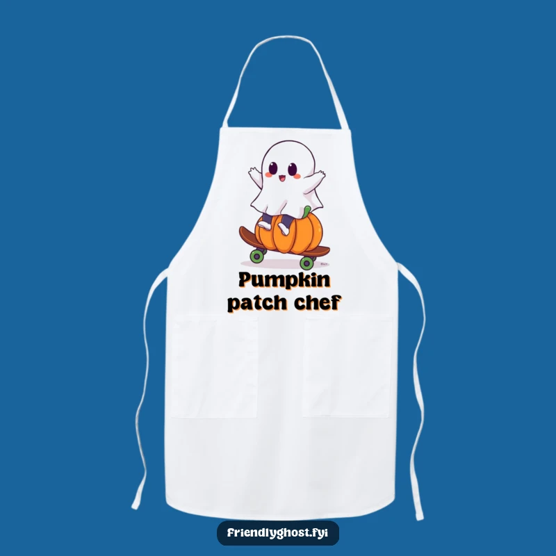 Funny Ghost Pumpkin Skateboard Apron: Spooky Kitchen Ride