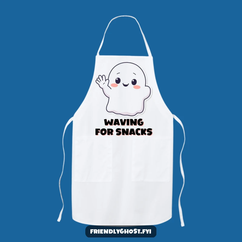 Funny Kawaii Ghost Waving Apron - Cute Kitchen Fun for Enthusiastic Cooks Gift