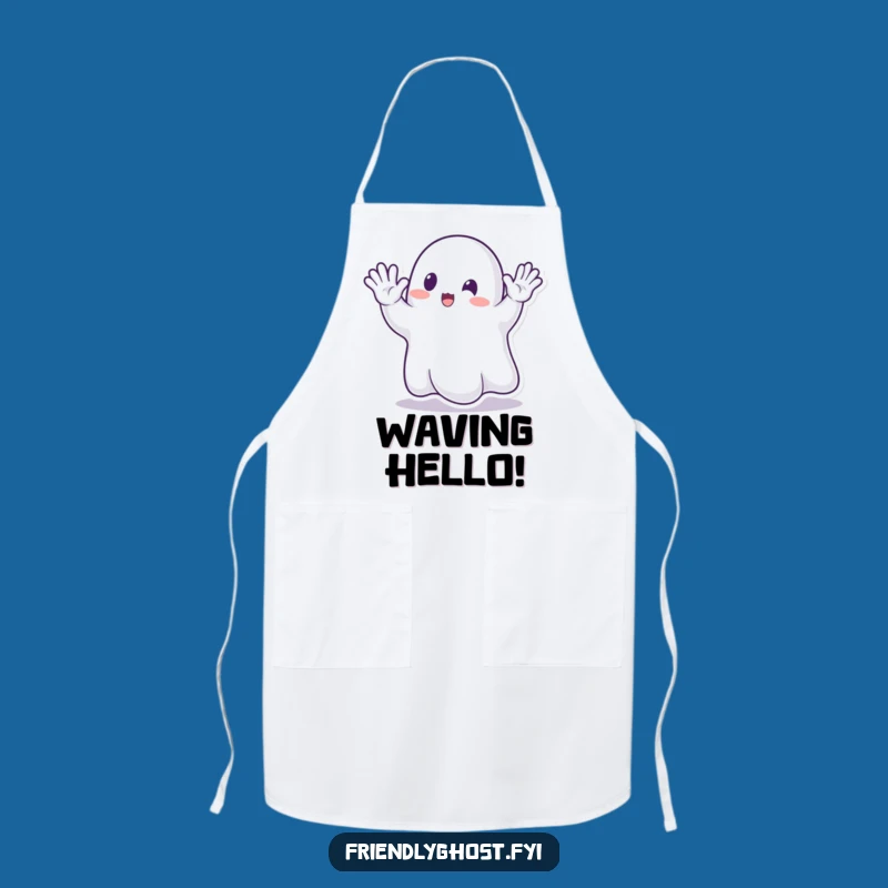 Funny Ghost Waving Apron: Spectral Greetings for Humorous Kitchen Adventures
