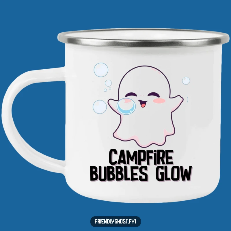 Funny Friendly Ghost Bubbles Camping Mug: Adventure with Playful Charm!