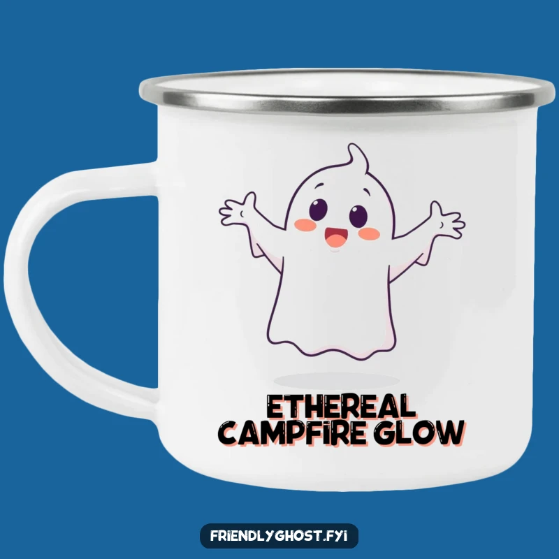 Funny Ghost Dance Camping Mug: Playful Character's Happy Silly Dance Outdoor Drinkware, Gift!
