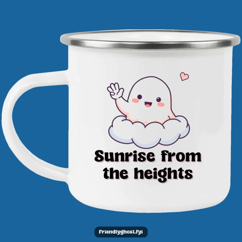 Funny Friendly Ghost Cloud Camping Mug - Cheerful Companion for Outdoor Adventures