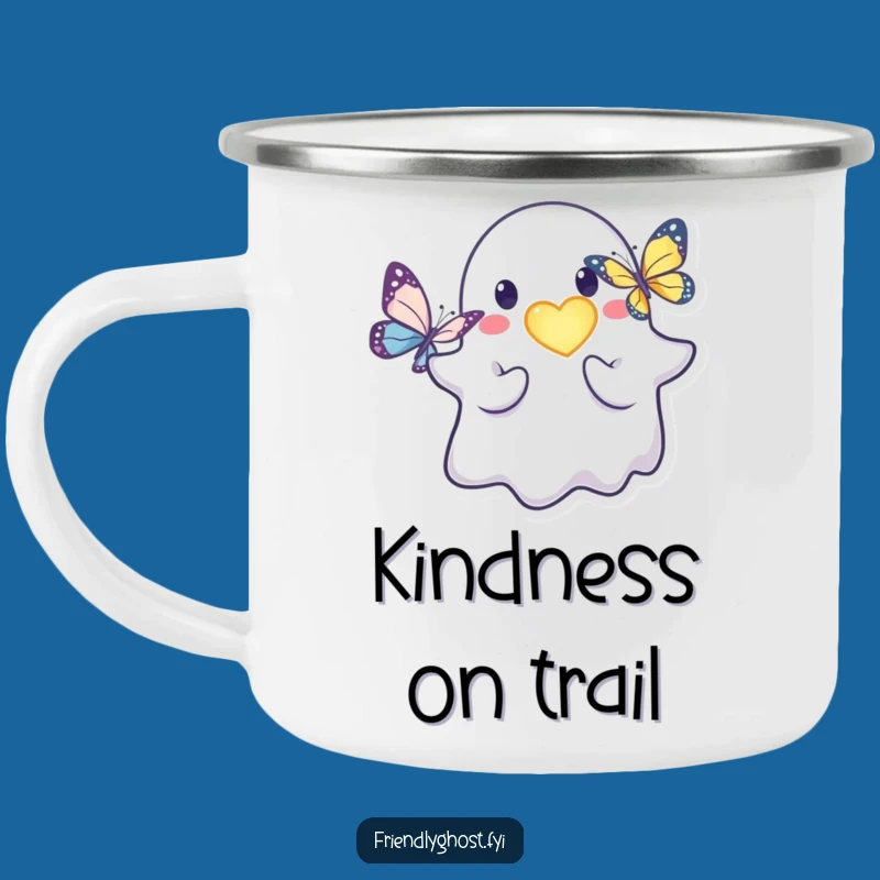 Funny Friendly Ghost Heart Camping Mug: Kind Character Campfire Companion