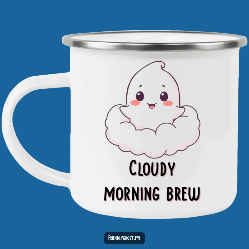 Funny Ghost Cloud Peeker Camping Mug: Durable Fun, Hilarious Outdoor Companion