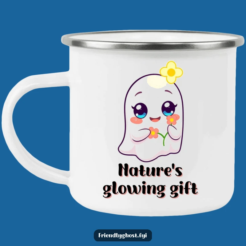 Funny Ghost Flower Bearer Camping Mug: Durable Warmth, Hilarious Outdoor Companion