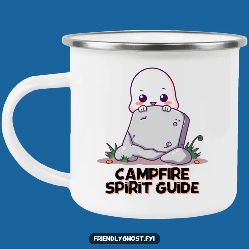 Funny Ghost Peeking Tombstone Camping Mug - Spooky Companion for Outdoor Adventures