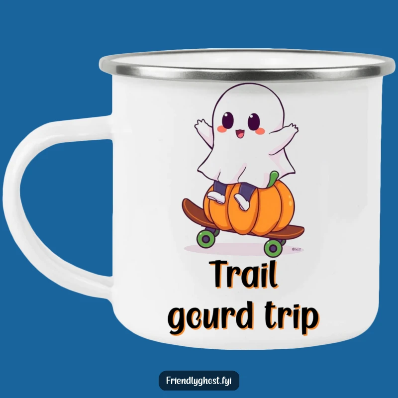 Funny Ghost Pumpkin Skateboard Camping Mug: Spooky Ride Gear