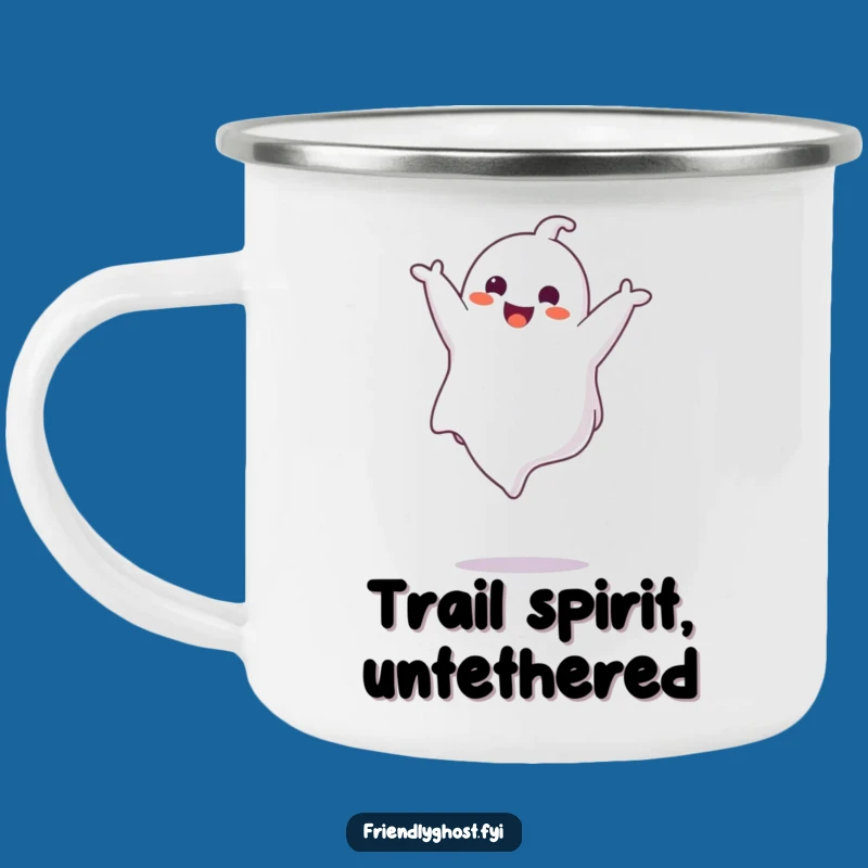 Funny Ghost Somesault Camping Mug - Adventure Fuel with Spectral Humor