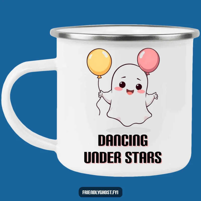Funny Giggling Ghost Balloon Camping Mug: Silly Character Campfire Companion