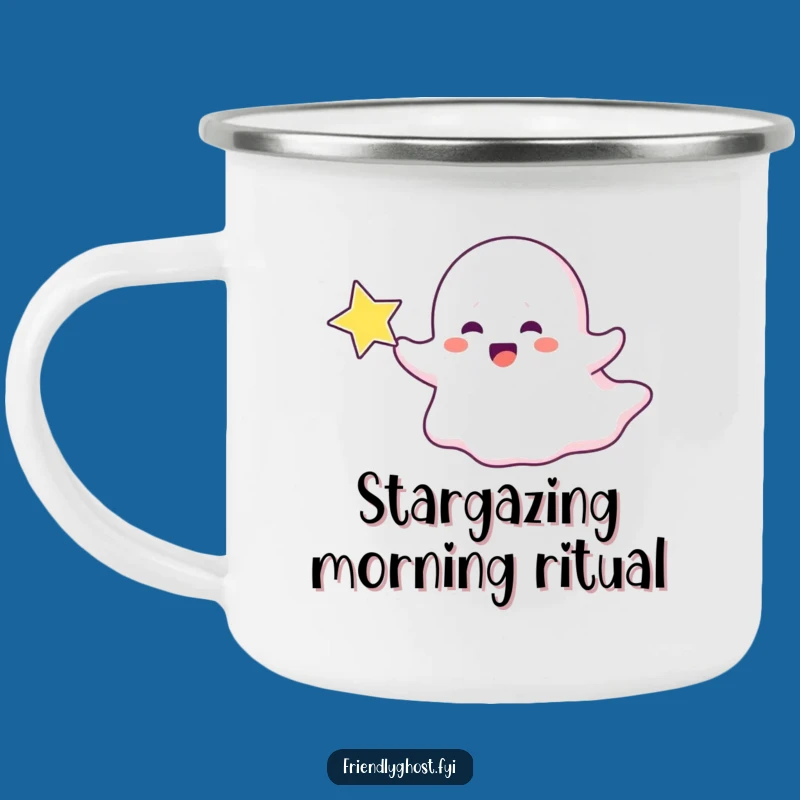Funny Joyful Ghost Star Camping Mug - Whimsical Companion for Star Gazers