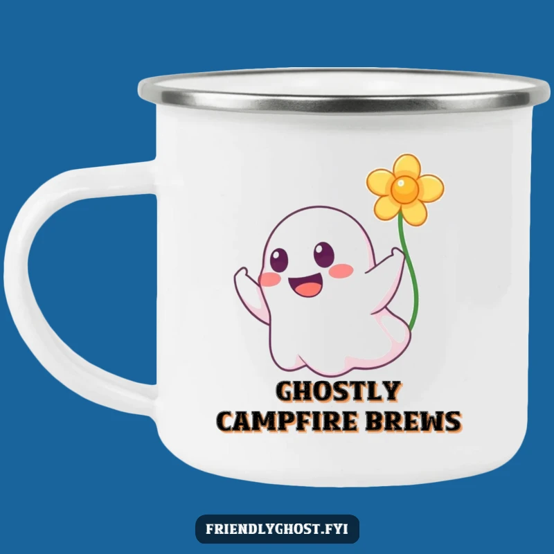 Funny Ghost Booping Flower Camping Mug - Adventure-Ready Drinkware Gift