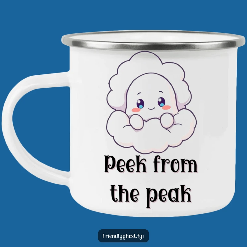 Funny Ghost Cloud Peek Camping Mug: Trailside Curiosity, Rugged Funny Gift