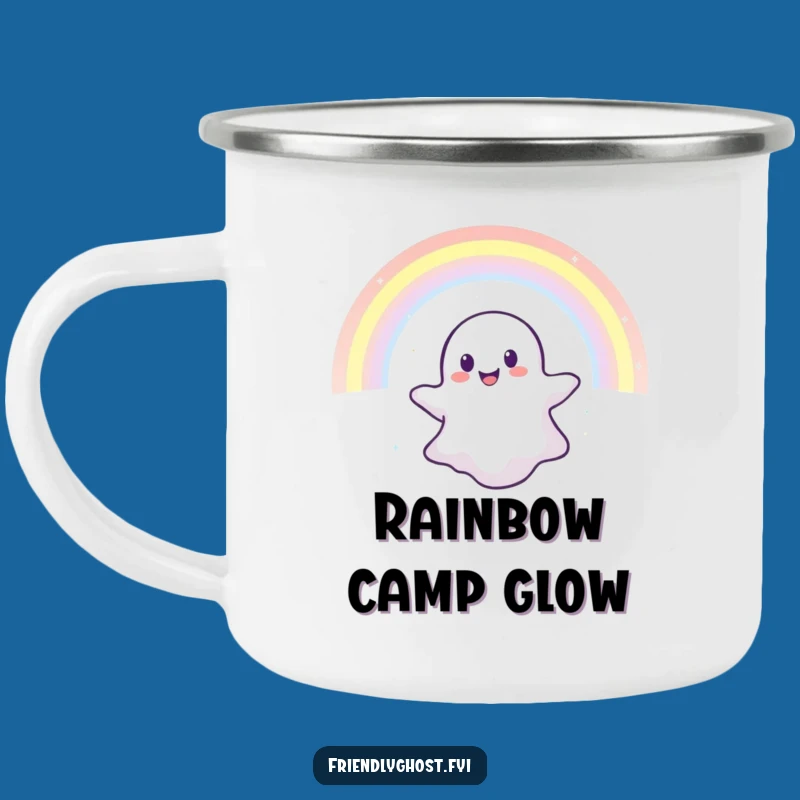 Funny Rainbow Ghost Camping Mug: Adventure with Magical Charm!