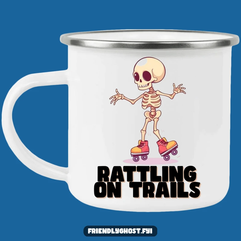 Funny Skeleton Skater Camping Mug: Campfire Fun with Wobbling Style