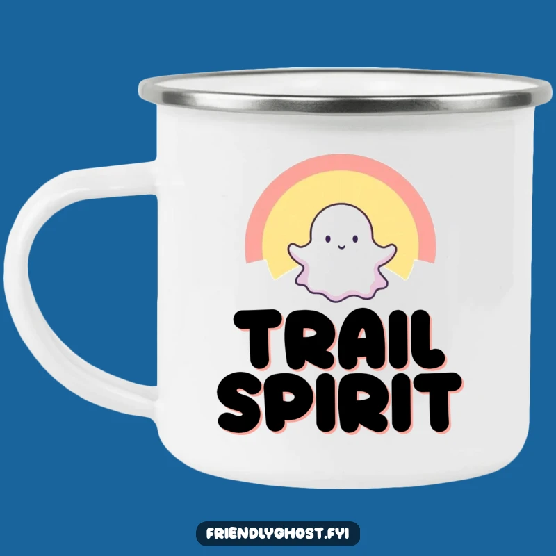 Funny Tiny Ghost Rainbow Camping Mug: Your Spectral Companion for Adventures