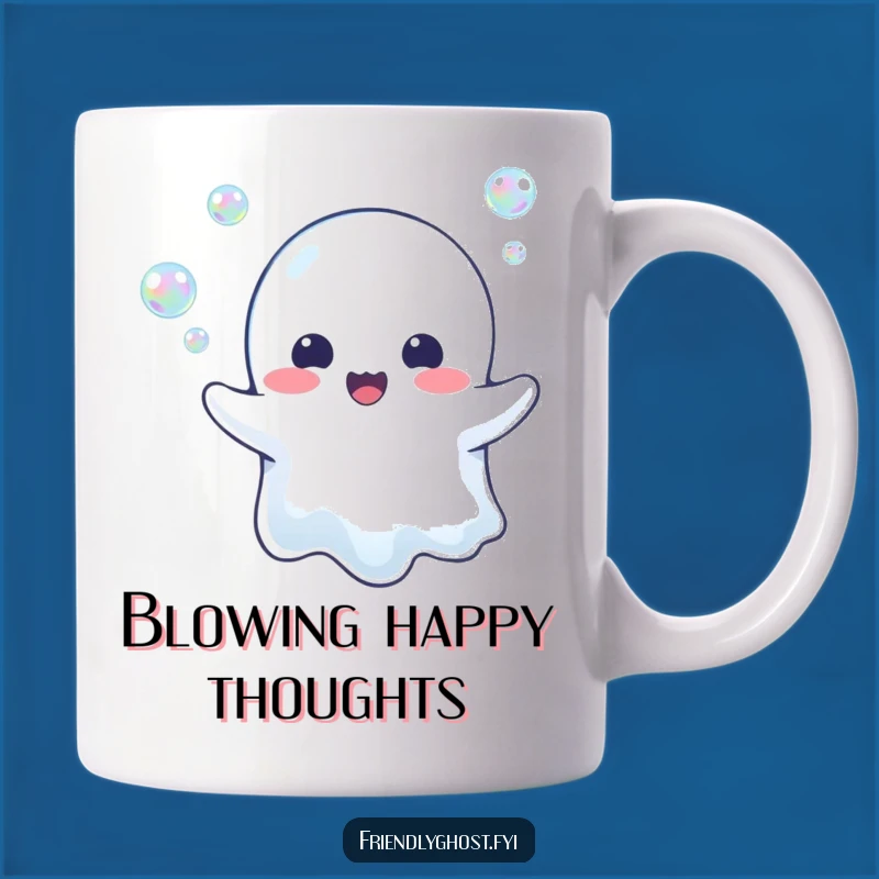 Funny Ghost Bubble Blower Mug: Whimsical Character, Cheerful Gift for Ghost Lovers