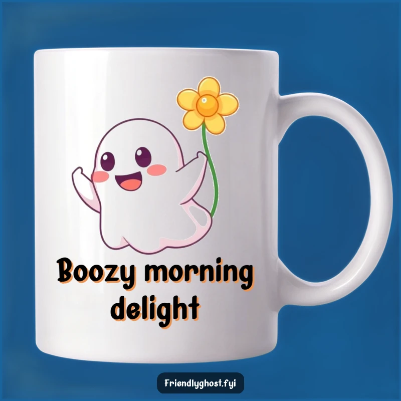 Friendly Ghost Booping Flower Funny Mug - Adorable Ghost Gift Idea