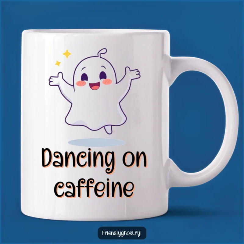 Funny Joyful Ghost Dance Mug: Dance Through Your Day with Spectral Fun