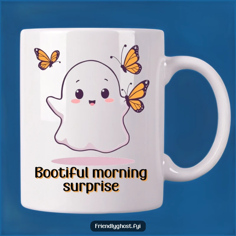 Funny Ghost Butterfly Surprise Mug: Shocked Spookiness Meets Nature, Perfect Gift