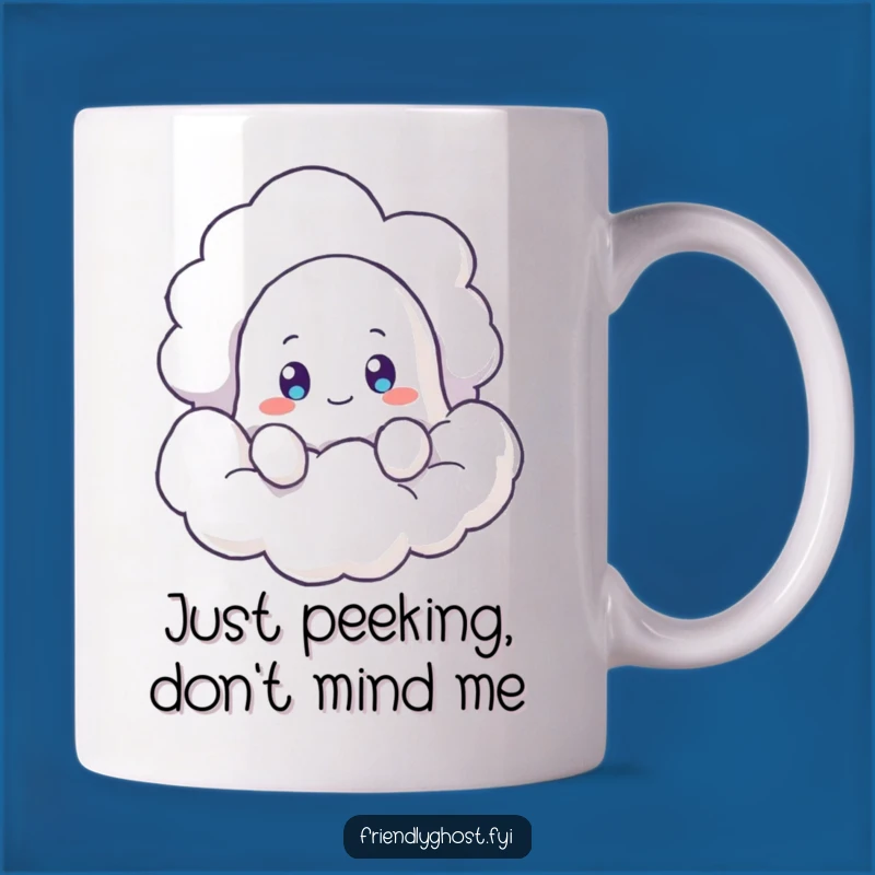 Funny Ghost Cloud Peek Mug: Curious Spirit Perfect Funny Gift