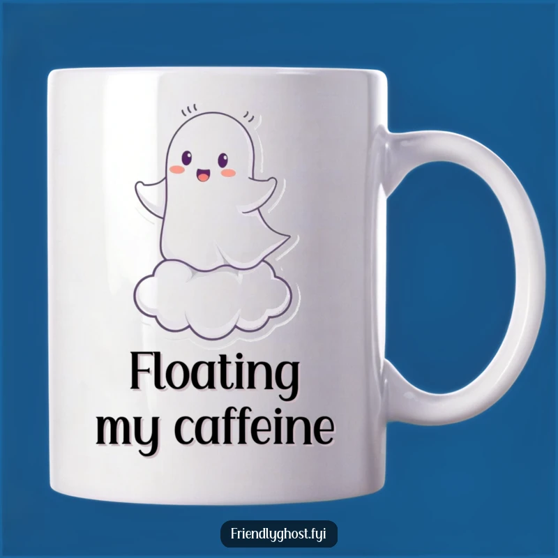 Funny Ghost Cloud Rider Mug: Cheerful Haunting Gift for Spooky Fun Lovers