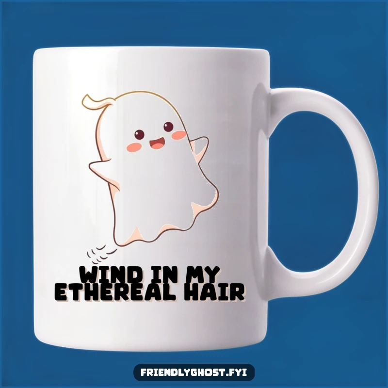 Funny Ghost Wind Rider Mug: Whimsical Character, Hilarious Gift for Ghost Lovers