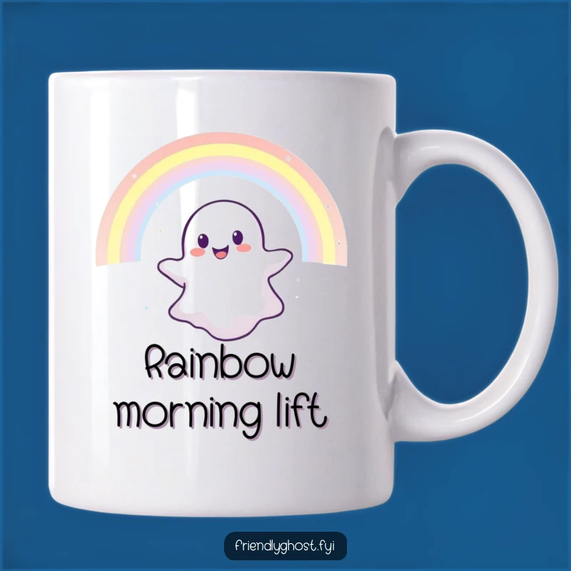 Funny Rainbow Ghost Mug: Hilarious Character Jest for Magical Mornings!