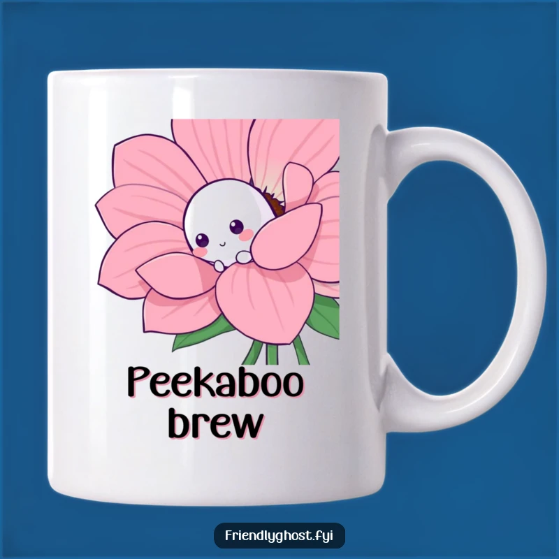 Funny Shy Ghost Flower Mug: Playful Character Gift for Boo Lovers