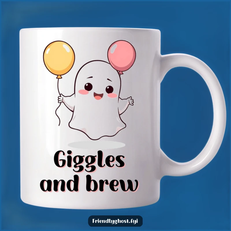 Funny Giggling Ghost Balloon Mug: Silly Character Gift for Fun Moments