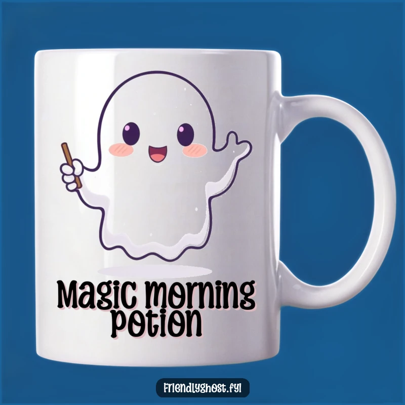 Happy Waving Ghost Funny Mug - Magical Ghost Gift Idea