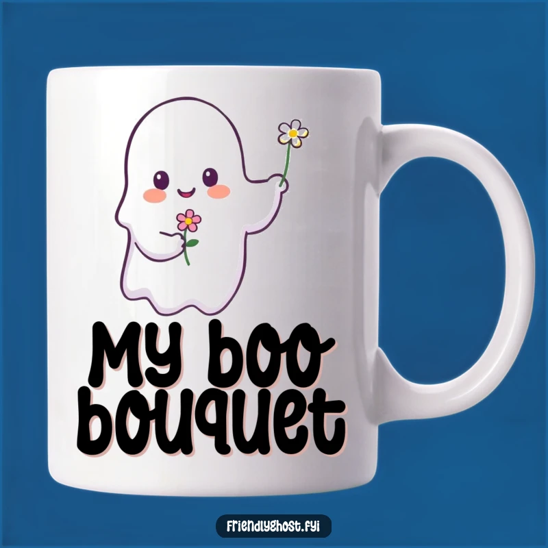 Funny Ghost Offering Flower Mug: A Sweet and Cute Ghost Gift Idea