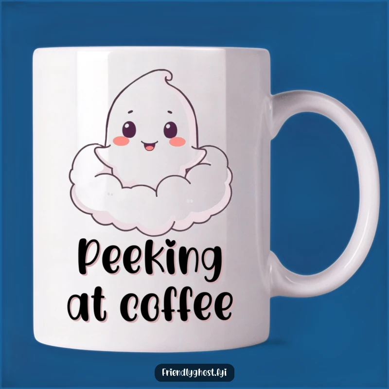 Funny Ghost Cloud Peeker Mug: Shy Character, Hilarious Gift for Dreamers