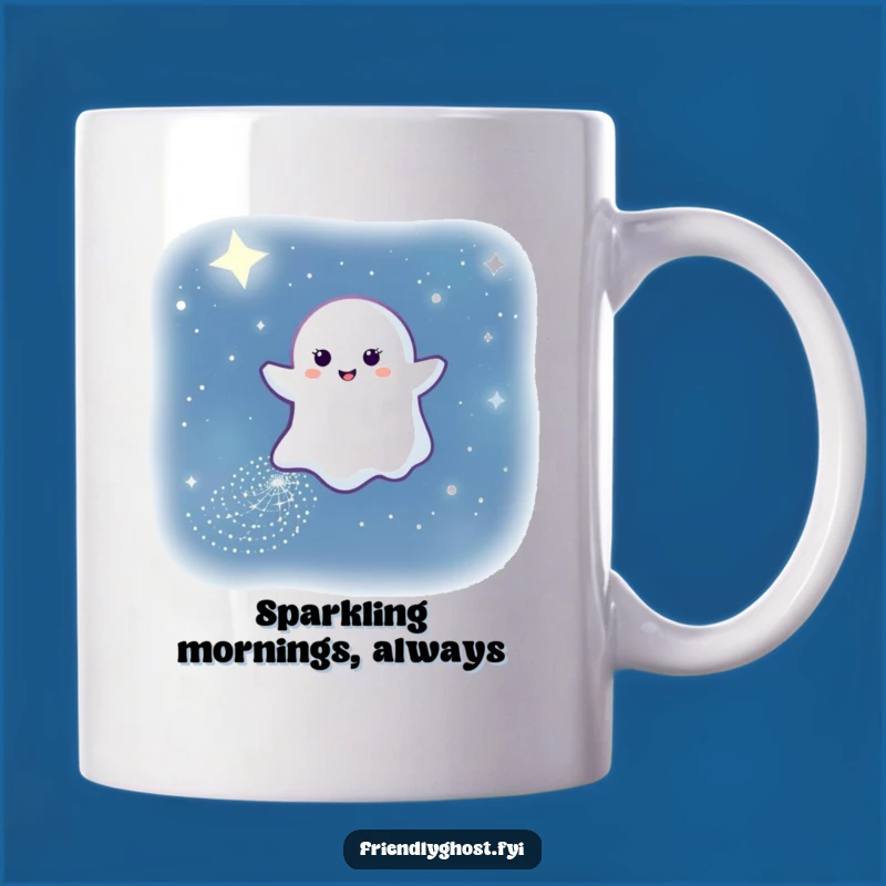 Funny Sparkling Ghost Path Mug: Dreamy Night Sky Coffee Cup Gift