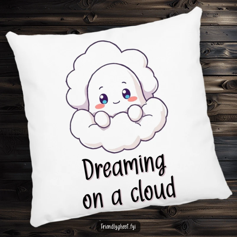 Funny Ghost Cloud Pillow: A soft pillow featuring a curious ghost peeking from a fluffy cloud, offering comfort and charm. A delightful funny gift for all ages.