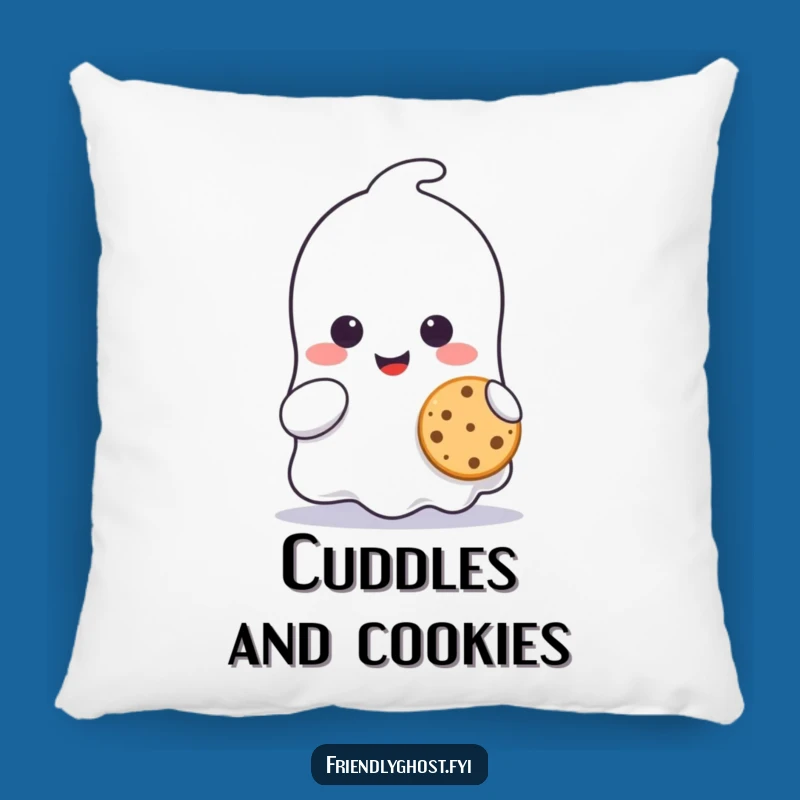 Funny Ghost Cookie Pillow: Cute Character Sharing Treat Smile Comfy Cushion, Gift!