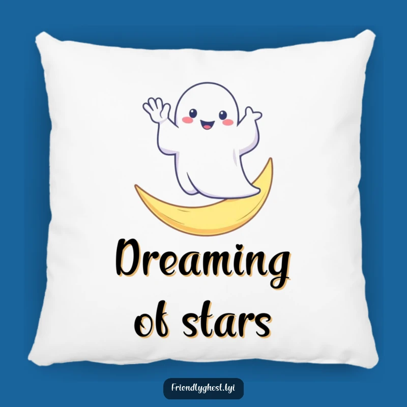 Funny Ghost Moon Wave Pillow: Cozy Spooky Greeting Accent, Perfect Gift for Comfort Lovers