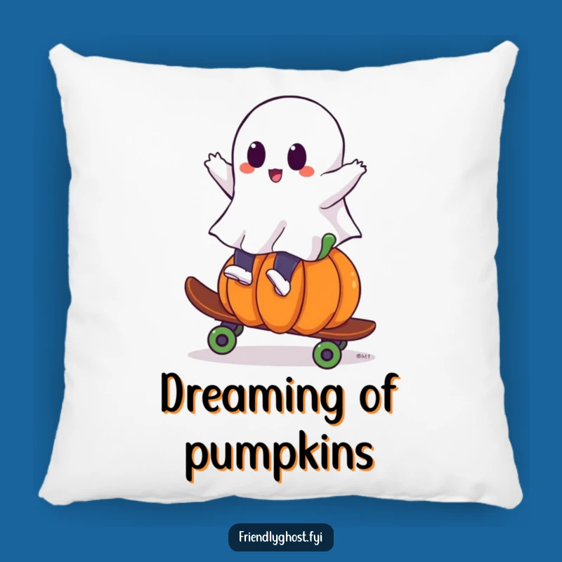 Funny Ghost Pumpkin Skateboard Pillow: Cozy Accent with Spooky Fun