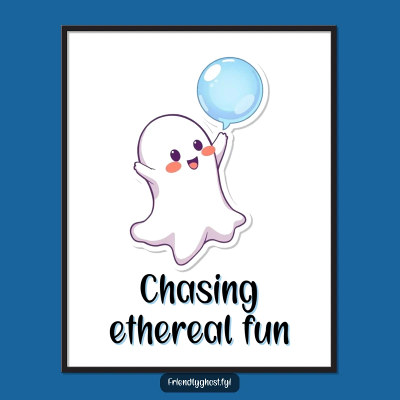 Funny Ghost Digital Art - Playful Mischief Bubble Character Decor