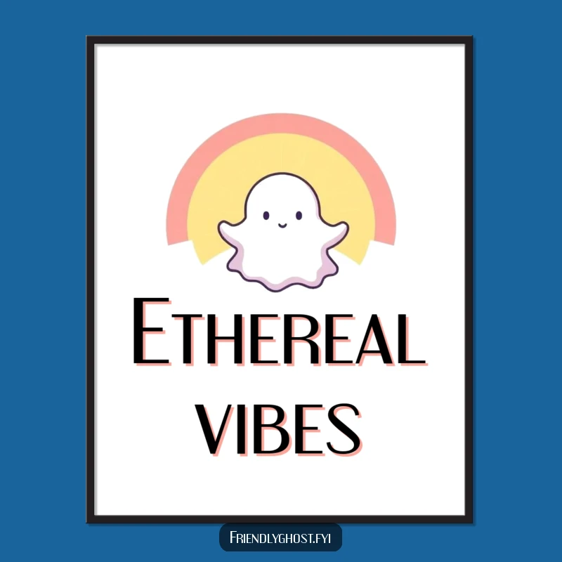 Funny Tiny Ghost Rainbow Digital Art: Instant Spectral Cheer for Your Walls