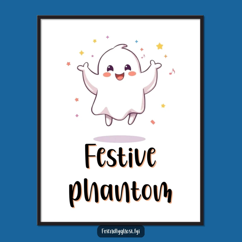 Funny Smiling Ghost Confetti Digital Art: Instant Spectral Party Decor
