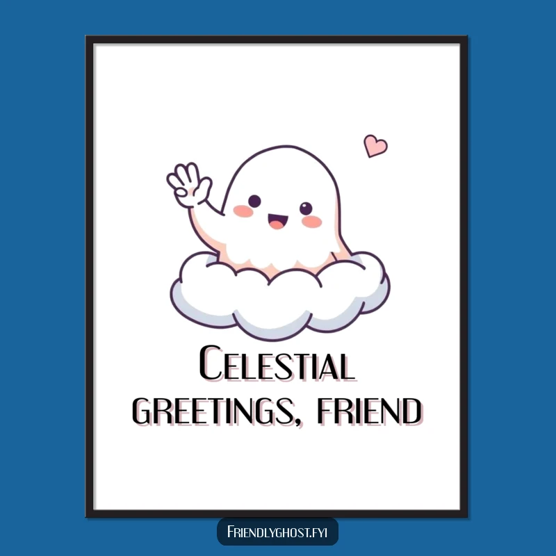 Funny Friendly Ghost Cloud Digital Art - Whimsical Cheerful Decor for Instant Download