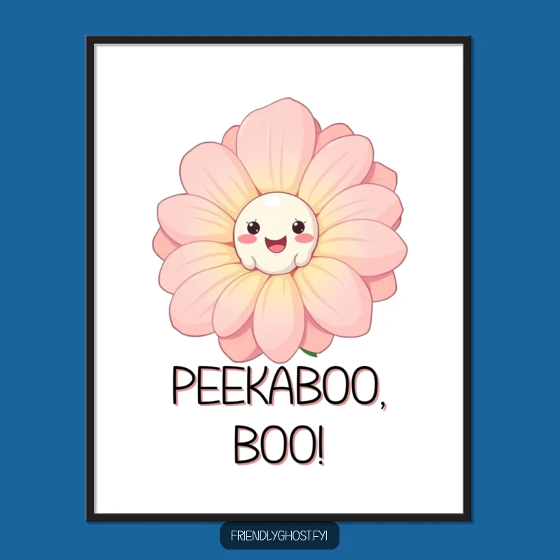 Funny Ghost Flower Digital Art: Spooky Peek Whimsy for Instant Humorous Decor