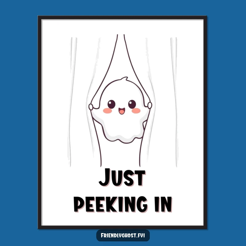 Funny Ghost Peek Digital Art: Instant Whimsical Wall Decor