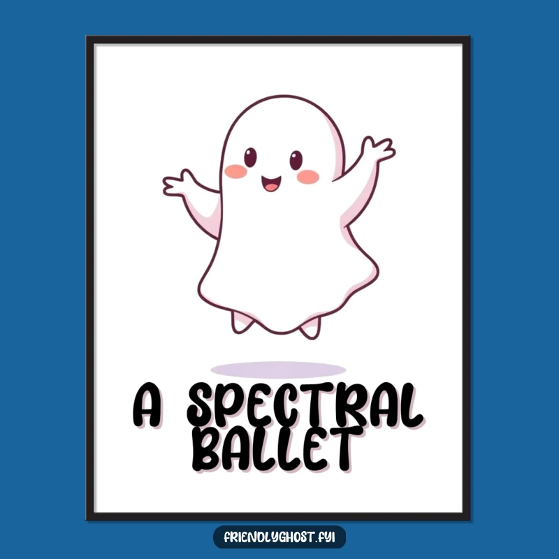 Funny Ghost Pirouette Digital Art - Whimsical Spooky Print for Instant Joy
